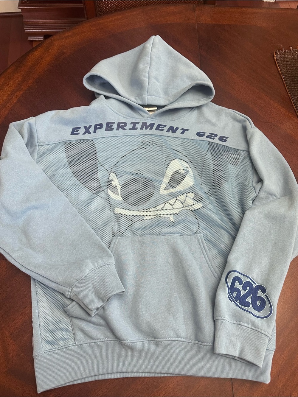 NWOT Disney Stitch Light Blue "Experiment 626" Graphic Hoodie Sweatshirt
